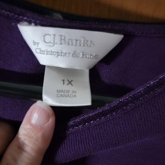 CJ Banks Set Of 2 Navy & Purple Tank Tops 100% Cotton Womens Plus Size 1X - Picture 3 of 6